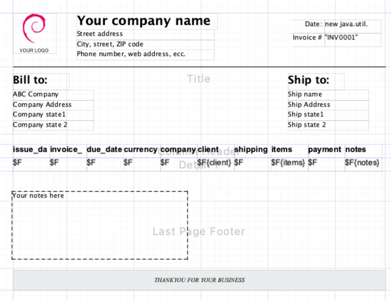 Vista inicial del reporte con datos básicos