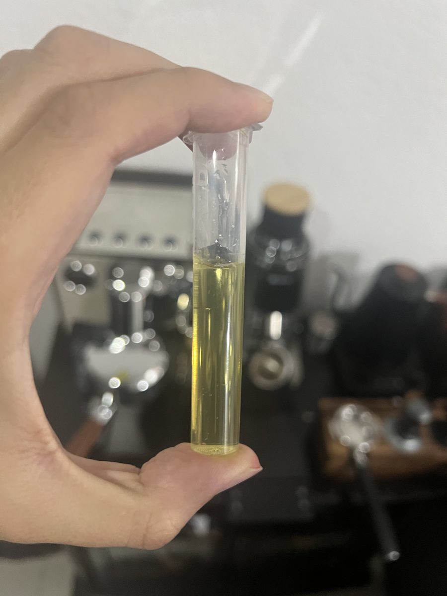 KH test tube with yellow water at end of test — 6 drops